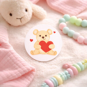 'Sevimli Ayıcık' Sticker Etiket (4x4cm) - 54 Adet | Paketlerinize Tatlı Bir Dokunuş - 7