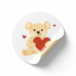 'Sevimli Ayıcık' Sticker Etiket (4x4cm) - 54 Adet | Paketlerinize Tatlı Bir Dokunuş - koliciabla