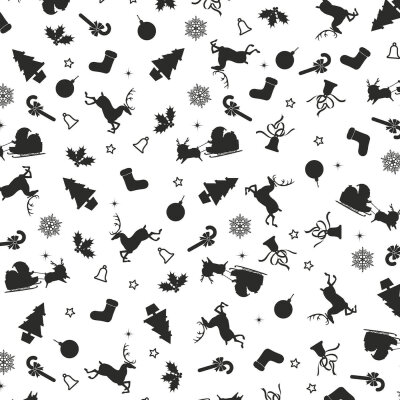 Siyah Beyaz Yılbaşı Silüet Desenli Pelur Kağıt (32x45 cm) - 100 Adet | Modern Monokrom - KoliciAbla