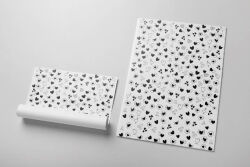 Siyah Kalp Baskılı Beyaz Pelur Kağıt (32x45 cm) - 100 Adet 