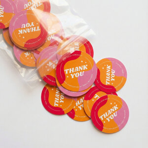 'Thank You' Sticker (4x4cm) - 48 Adet | Küçük İşletme, Büyük Teşekkür! - 4