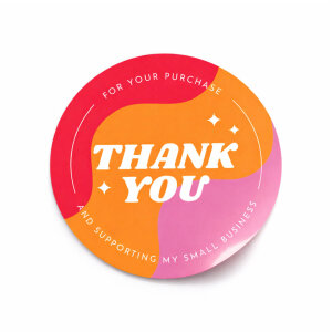 'Thank You' Sticker (4x4cm) - 48 Adet | Küçük İşletme, Büyük Teşekkür! - 5