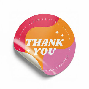 'Thank You' Sticker (4x4cm) - 48 Adet | Küçük İşletme, Büyük Teşekkür! - koliciabla