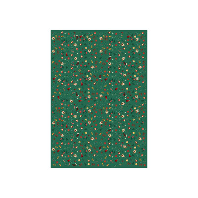 Yeşil Zeminli Sevimli Ayıcık ve Yılbaşı Desenli Pelur Kağıt (35x50 cm) - 100 Adet | Sevimli Kış Masalı - KoliciAbla