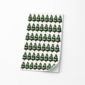 'Yılbaşı Çam Ağacı' Sticker - Renkli Işıklar ve Karlı Tasarım (4x8 cm) - 70 Adet - 2