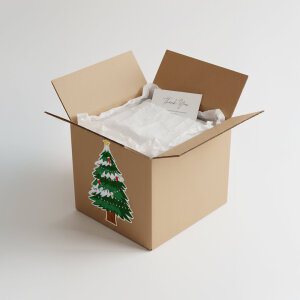 'Yılbaşı Çam Ağacı' Sticker - Renkli Işıklar ve Karlı Tasarım (4x8 cm) - 70 Adet - 6